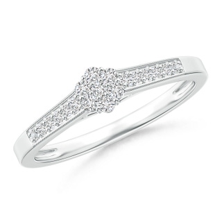 1.5mm HSI2 Milgrain-Edged Pavé Diamond Flower Engagement Ring in White Gold