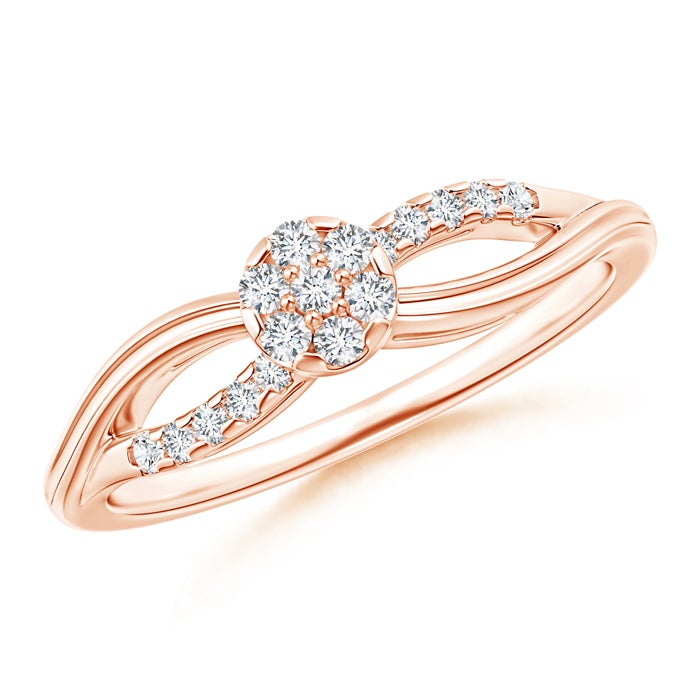 Natural Diamond Floral Clustre Split Shank Engagement Ring