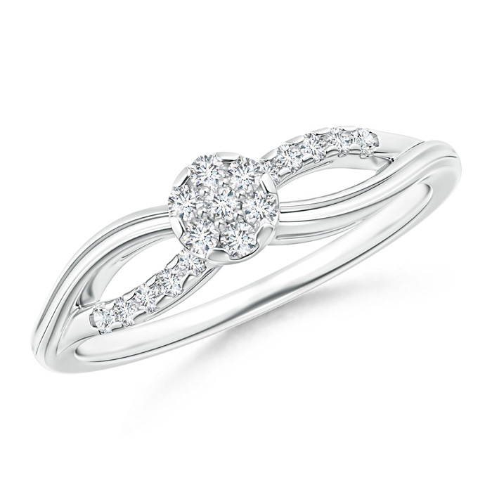 1.5mm GVS2 Diamond Floral Clustre Split Shank Engagement Ring in White Gold 