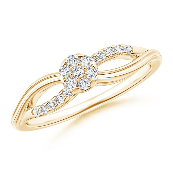 1.5mm GVS2 Diamond Floral Clustre Split Shank Engagement Ring in Yellow Gold 