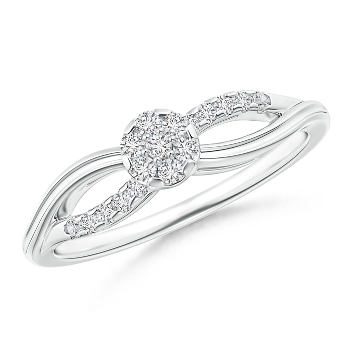 1.5mm HSI2 Diamond Floral Clustre Split Shank Engagement Ring in White Gold