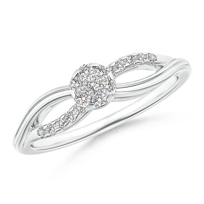 1.5mm IJI1I2 Diamond Floral Cluster Split Shank Engagement Ring in White Gold 