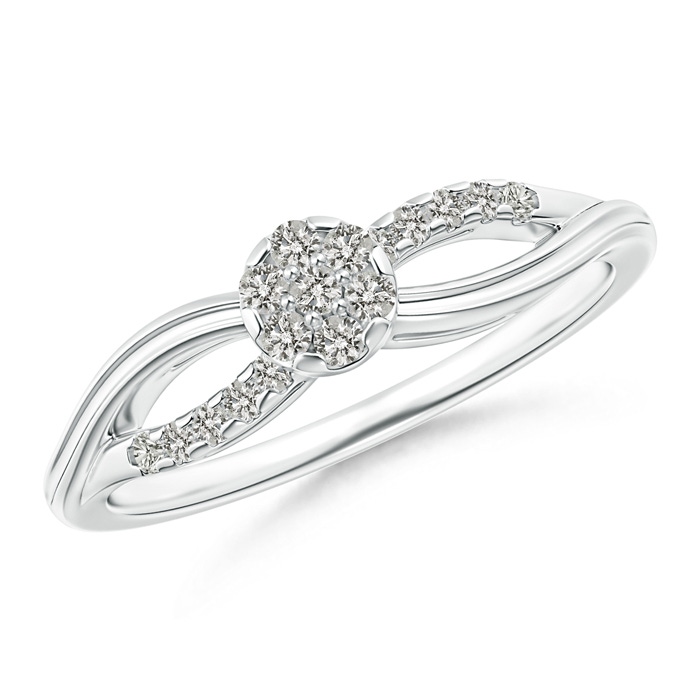 1.5mm KI3 Diamond Floral Cluster Split Shank Engagement Ring in White Gold 