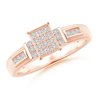 1.25mm HSI2 Channel-Set Bar Diamond Rectangle Clustre Engagement Ring in Rose Gold