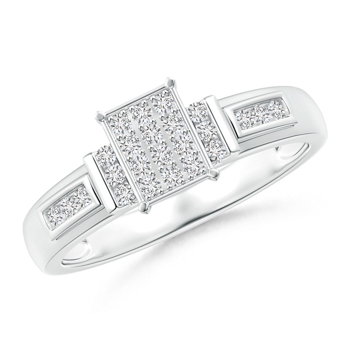 1.25mm HSI2 Channel-Set Bar Diamond Rectangle Clustre Engagement Ring in White Gold