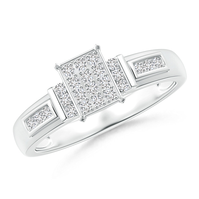 1.25mm HSI2 Channel-Set Bar Diamond Rectangle Clustre Engagement Ring in White Gold 