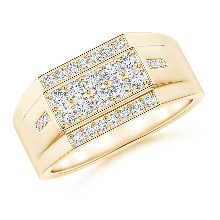 2.3mm GVS2 Rectangular Composite Diamond Convex Men's Ring in 10K Yellow Gold 
