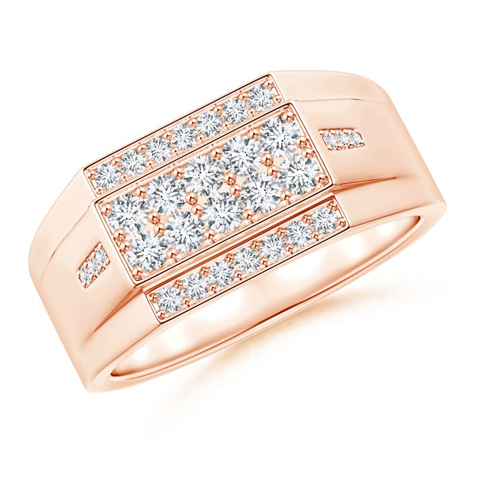Rectangular Composite Natural Diamond Convex Men's Ring