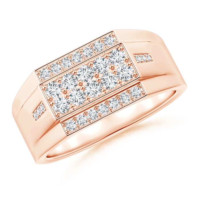 2.3mm GVS2 Rectangular Composite Diamond Convex Men's Ring in Rose Gold 