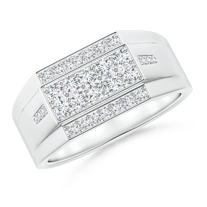 2.3mm GVS2 Rectangular Composite Diamond Convex Men's Ring in White Gold 