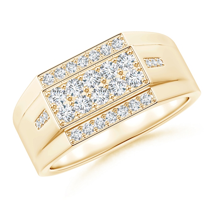 2.3mm GVS2 Rectangular Composite Diamond Convex Men's Ring in Yellow Gold