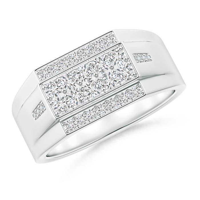 2.3mm HSI2 Rectangular Composite Diamond Convex Men's Ring in P950 Platinum