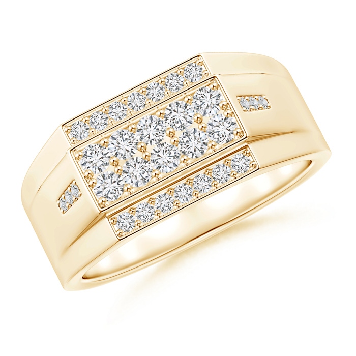 2.3mm HSI2 Rectangular Composite Diamond Convex Men's Ring in Yellow Gold 