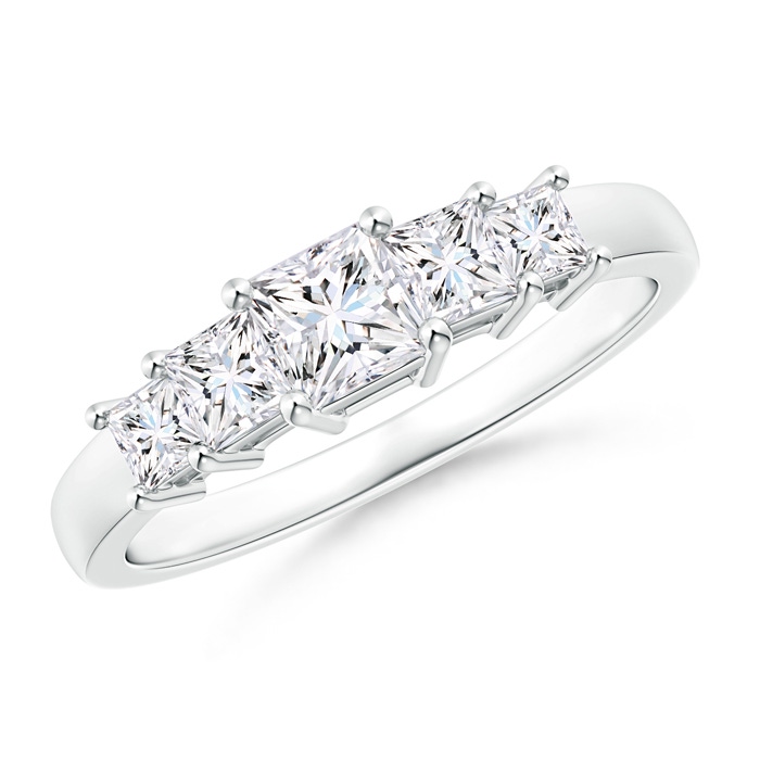 4mm GVS2 Graduated Princess-Cut Diamond Five Stone Wedding Band in P950 Platinum 