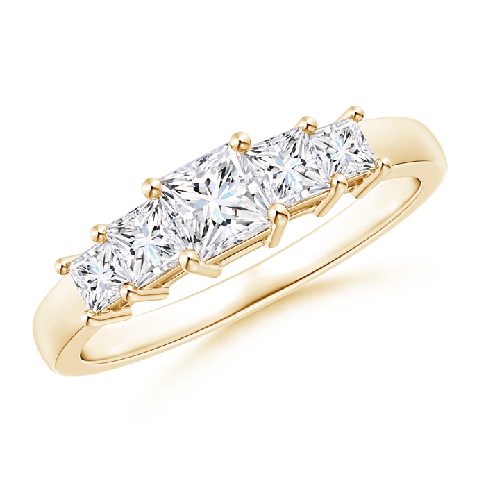 4mm GVS2 Graduated Princess-Cut Diamond Five Stone Wedding Band in Yellow Gold