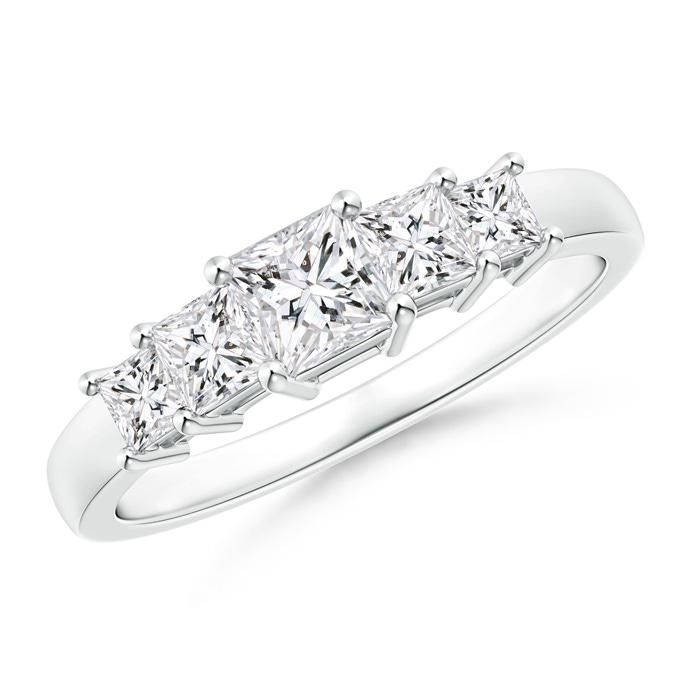 4mm HSI2 Graduated Princess-Cut Diamond Five Stone Wedding Band in P950 Platinum 