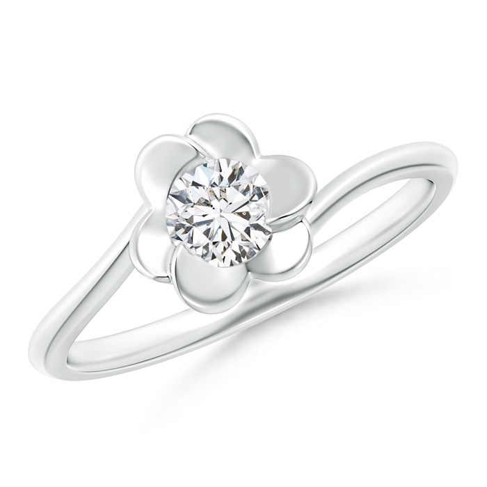 4.4mm HSI2 Solitaire Diamond Clover Bypass Ring in White Gold
