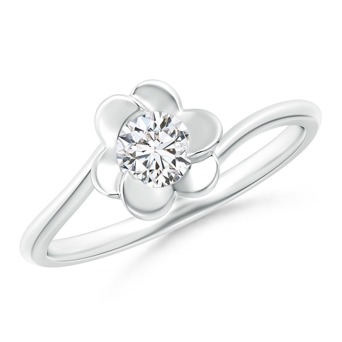 4.4mm HSI2 Solitaire Diamond Clover Bypass Ring in White Gold 