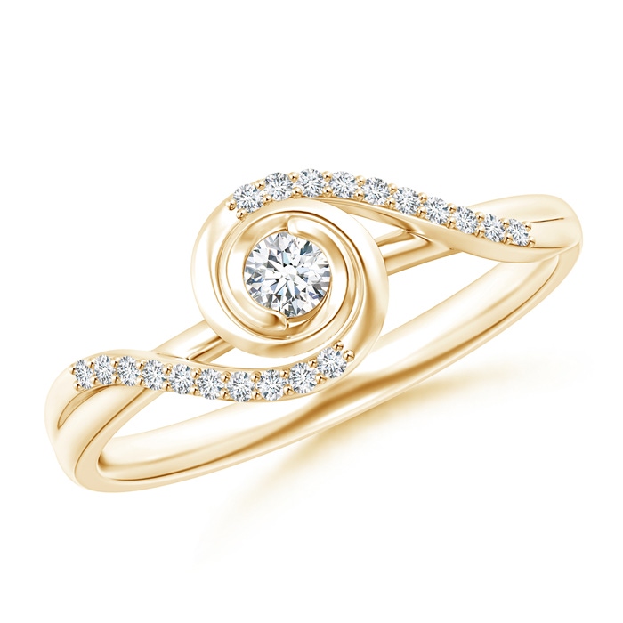 2.8mm GVS2 Bypass Round Diamond Spiral Solitaire Ring in Yellow Gold