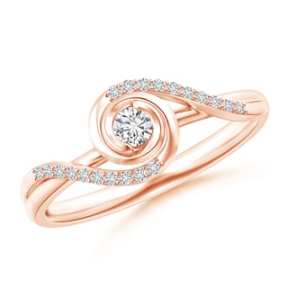 2.8mm HSI2 Bypass Round Diamond Spiral Solitaire Ring in Rose Gold