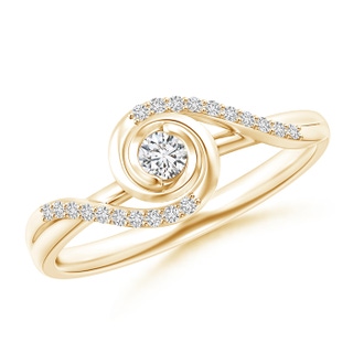 2.8mm HSI2 Bypass Round Diamond Spiral Solitaire Ring in Yellow Gold