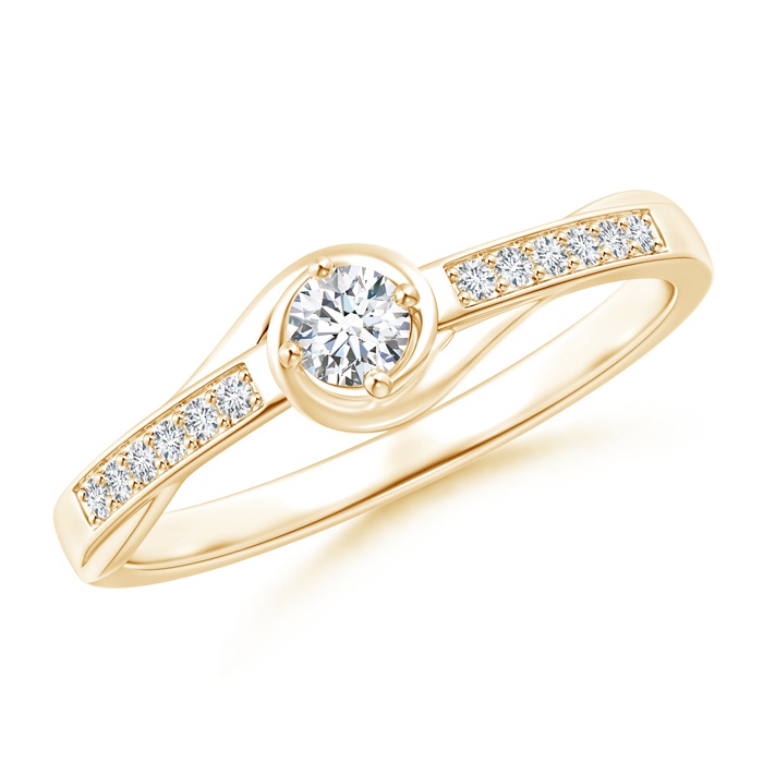 3.2mm GVS2 Interlaced Swirl Diamond Solitaire Promise Ring in Yellow Gold