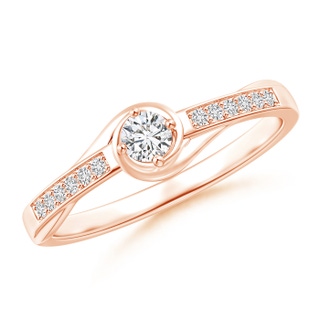 3.2mm HSI2 Interlaced Swirl Diamond Solitaire Promise Ring in Rose Gold