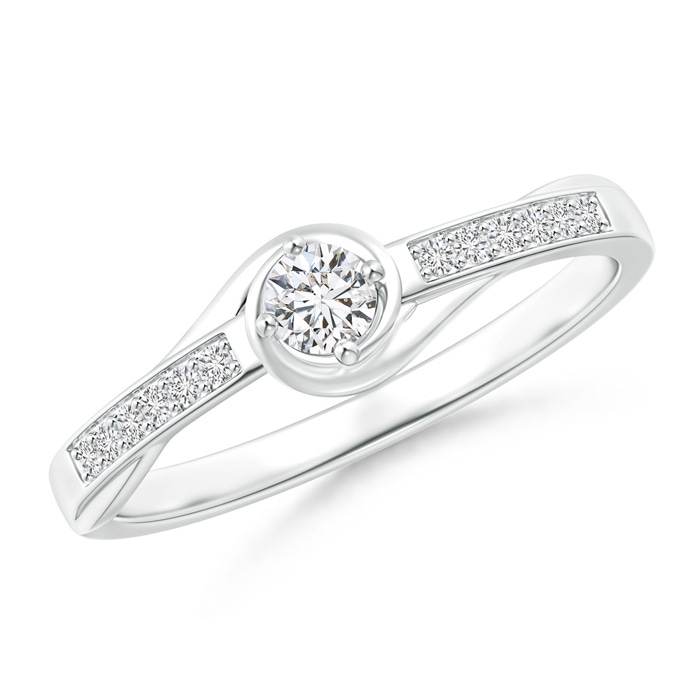 3.2mm HSI2 Interlaced Swirl Diamond Solitaire Promise Ring in White Gold