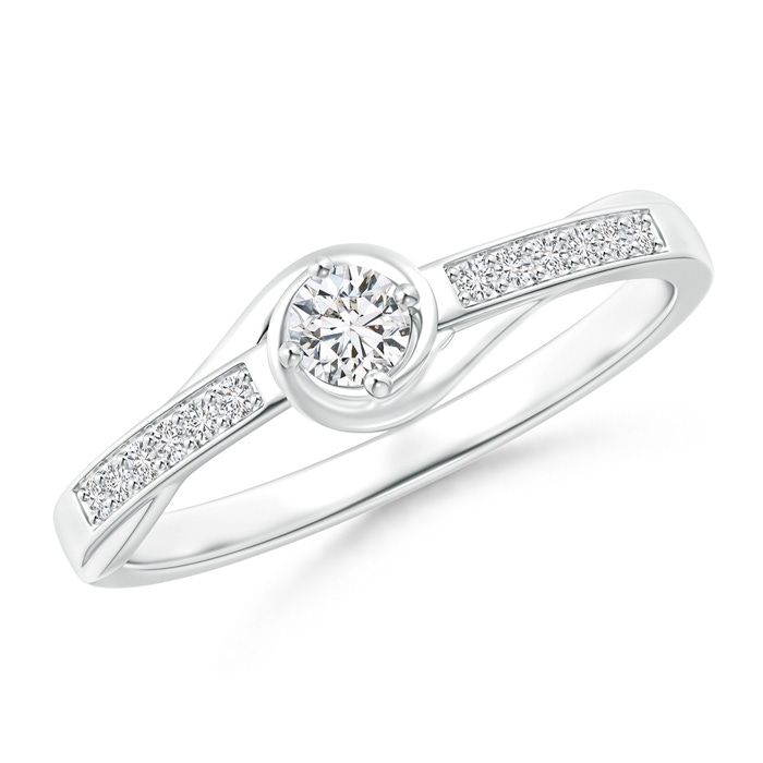 3.2mm HSI2 Interlaced Swirl Diamond Solitaire Promise Ring in White Gold 