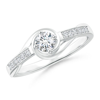 4mm GVS2 Interlaced Swirl Diamond Solitaire Promise Ring in White Gold