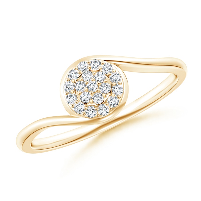 1.2mm GVS2 Round Halo Diamond Cluster Promise Ring in Yellow Gold