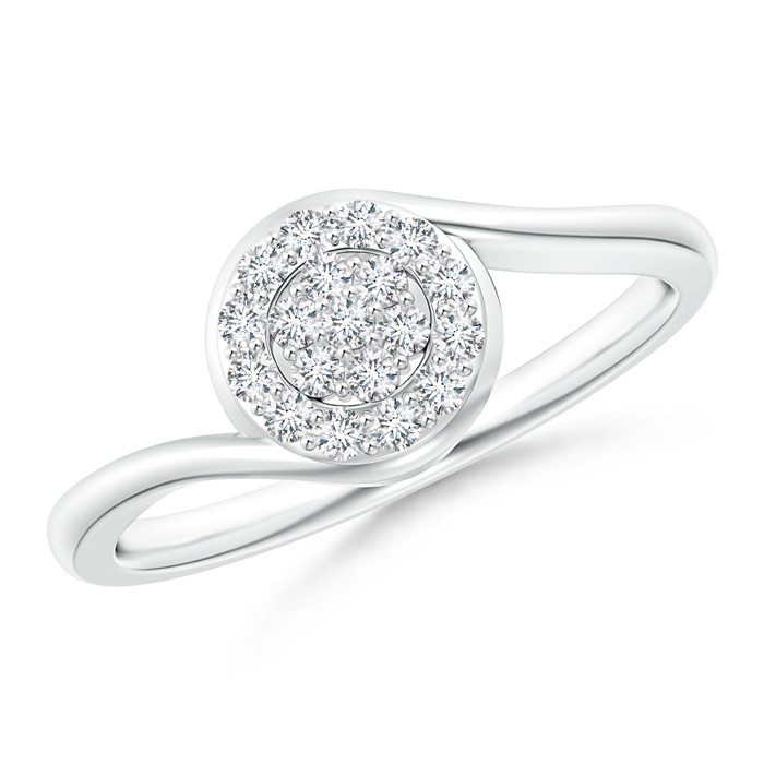 1.4mm GVS2 Round Halo Diamond Cluster Promise Ring in White Gold 