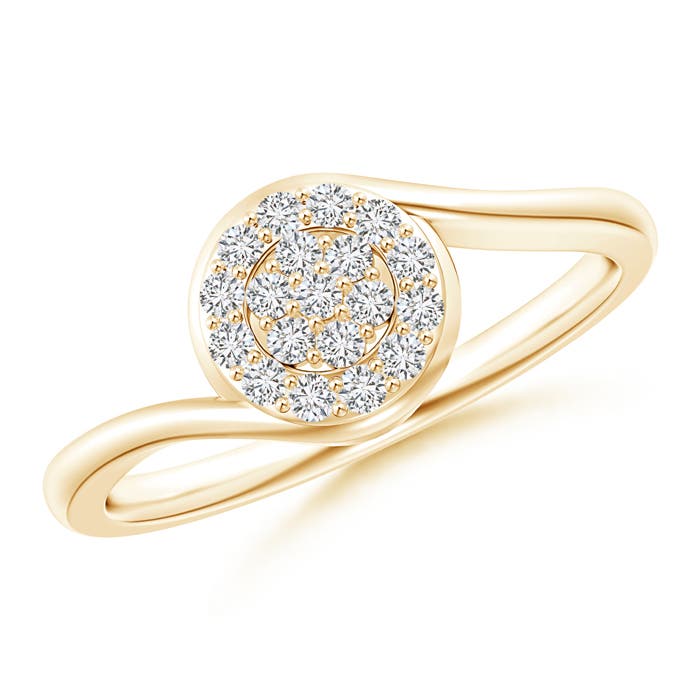 1.4mm HSI2 Round Halo Diamond Cluster Promise Ring in Yellow Gold