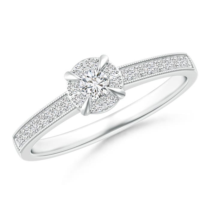 2.8mm HSI2 Claw-Set Halo Diamond Classic Promise Ring with Milgrain in P950 Platinum
