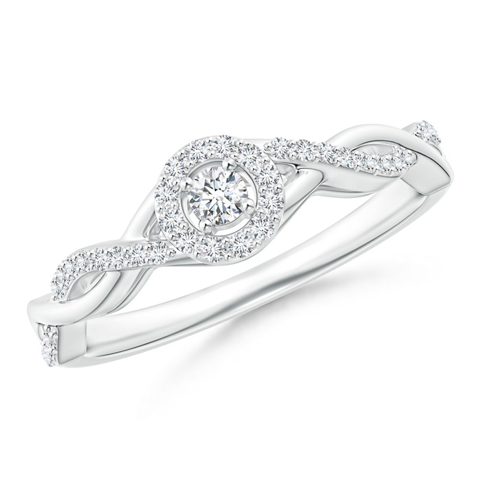 2.5mm GVS2 Entwined Infinity Diamond Halo Promise Ring in White Gold 
