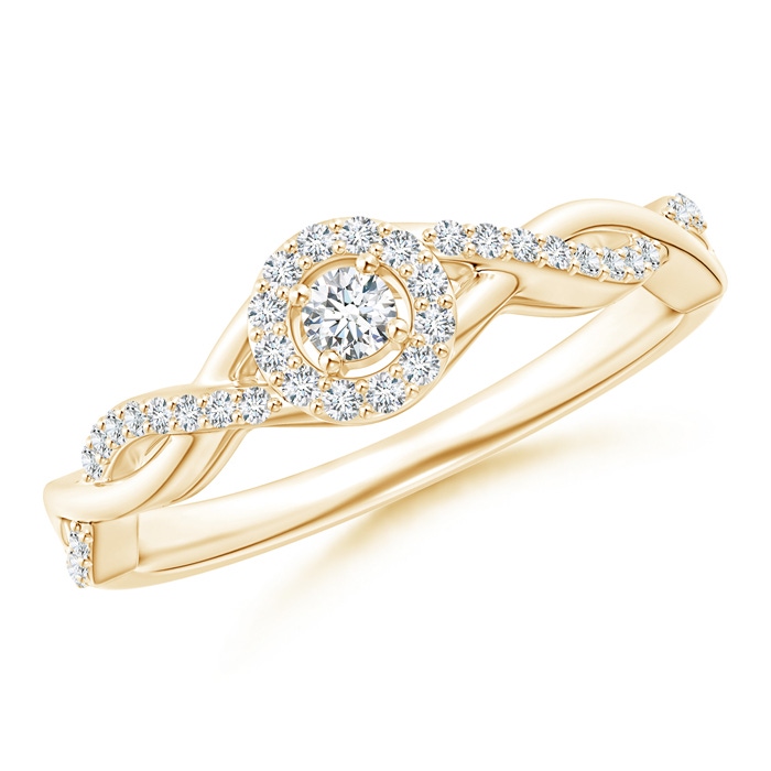 2.5mm GVS2 Entwined Infinity Diamond Halo Promise Ring in Yellow Gold 