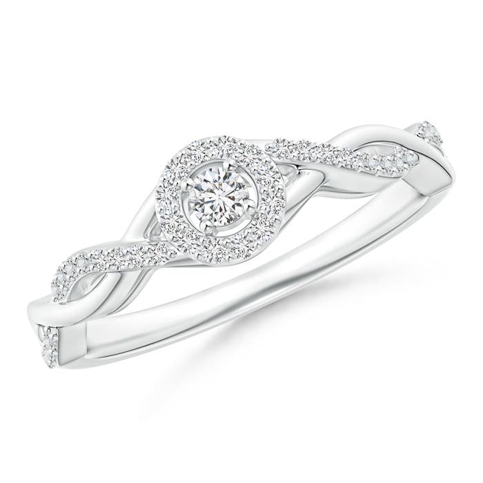2.5mm HSI2 Entwined Infinity Diamond Halo Promise Ring in P950 Platinum