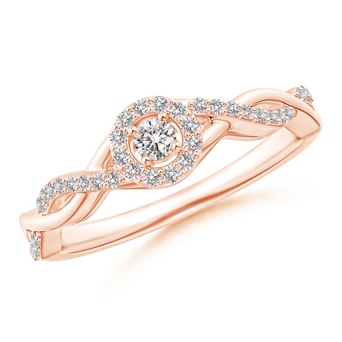 2.5mm IJI1I2 Entwined Infinity Diamond Halo Promise Ring in 9K Rose Gold 