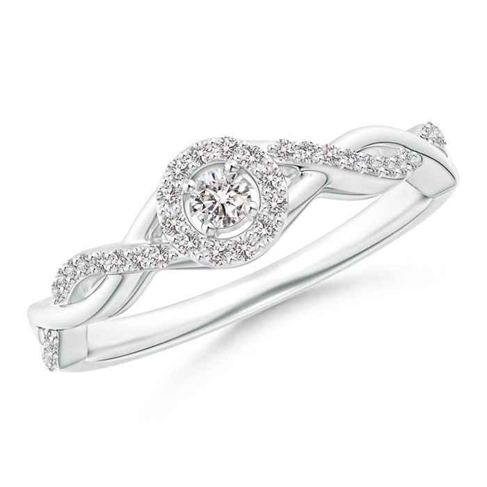 2.5mm IJI1I2 Entwined Infinity Diamond Halo Promise Ring in White Gold 