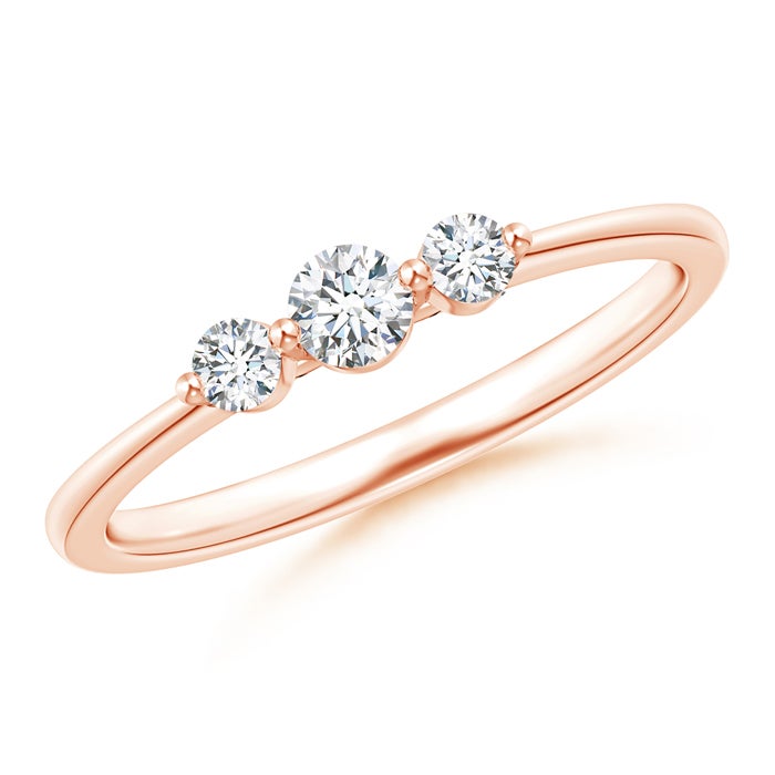 Floating Natural Diamond Three Stone Stackable Ring