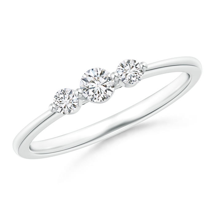 3.2mm HSI2 Floating Diamond Three Stone Stackable Ring in White Gold