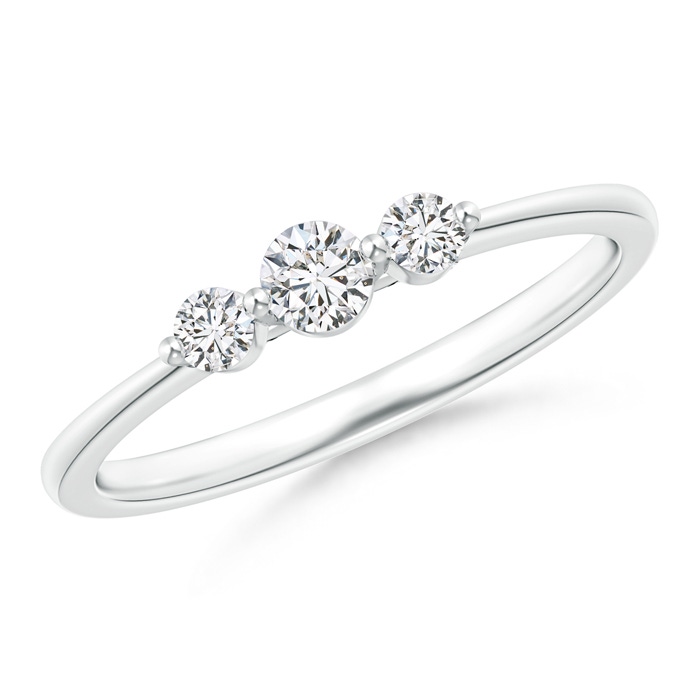 3.2mm HSI2 Floating Diamond Three Stone Stackable Ring in White Gold 