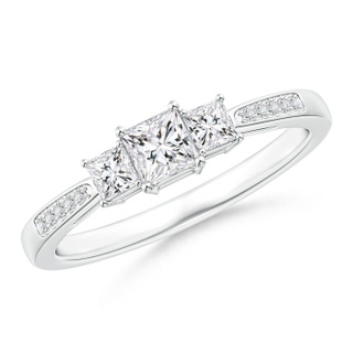 3.6mm HSI2 3-Stone Princess Cut Diamond Tapered Ring in White Gold