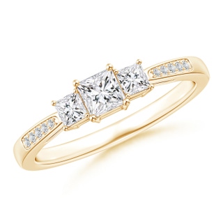 3.6mm HSI2 3-Stone Princess Cut Diamond Tapered Ring in Yellow Gold
