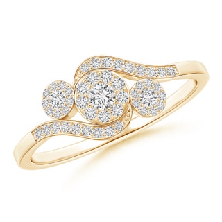 2.4mm HSI2 Slanted Triple Diamond Halo Bypass Ring in Yellow Gold