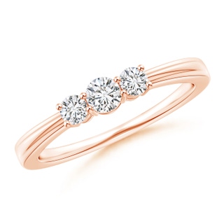 3.4mm HSI2 Step-Edged Three Stone Diamond Tapered Ring in Rose Gold