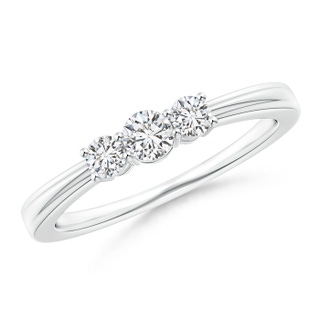 3.4mm HSI2 Step-Edged Three Stone Diamond Tapered Ring in White Gold