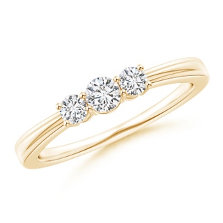 3.4mm HSI2 Step-Edged Three Stone Diamond Tapered Ring in Yellow Gold