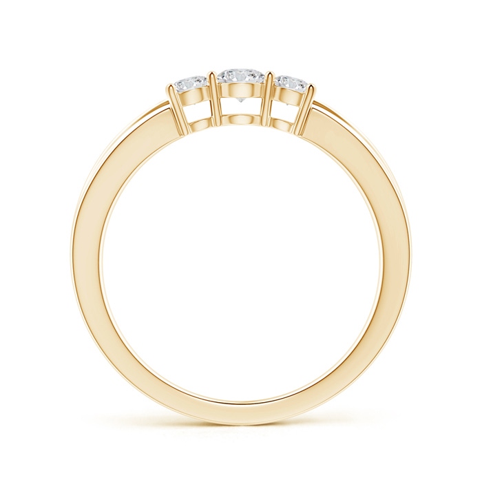3.4mm HSI2 Step-Edged Three Stone Diamond Tapered Ring in Yellow Gold Side-1