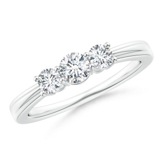 4mm GVS2 Step-Edged Three Stone Diamond Tapered Ring in White Gold
